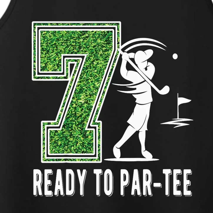 7th Birthday Golfer Seven Year Old Golf Player Performance Tank