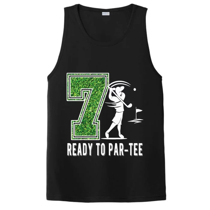 7th Birthday Golfer Seven Year Old Golf Player Performance Tank