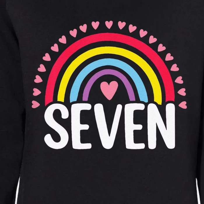 7th Birthday Gift Rainbow Fan 7 Years Olds 7 Bday Cute Womens California Wash Sweatshirt