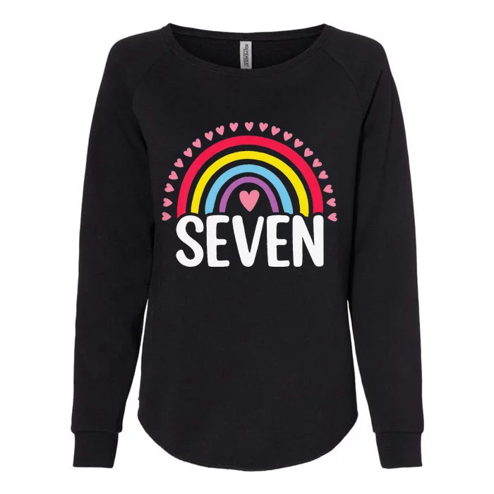 7th Birthday Gift Rainbow Fan 7 Years Olds 7 Bday Cute Womens California Wash Sweatshirt