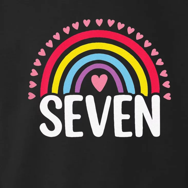 7th Birthday Gift Rainbow Fan 7 Years Olds 7 Bday Cute Toddler Hoodie