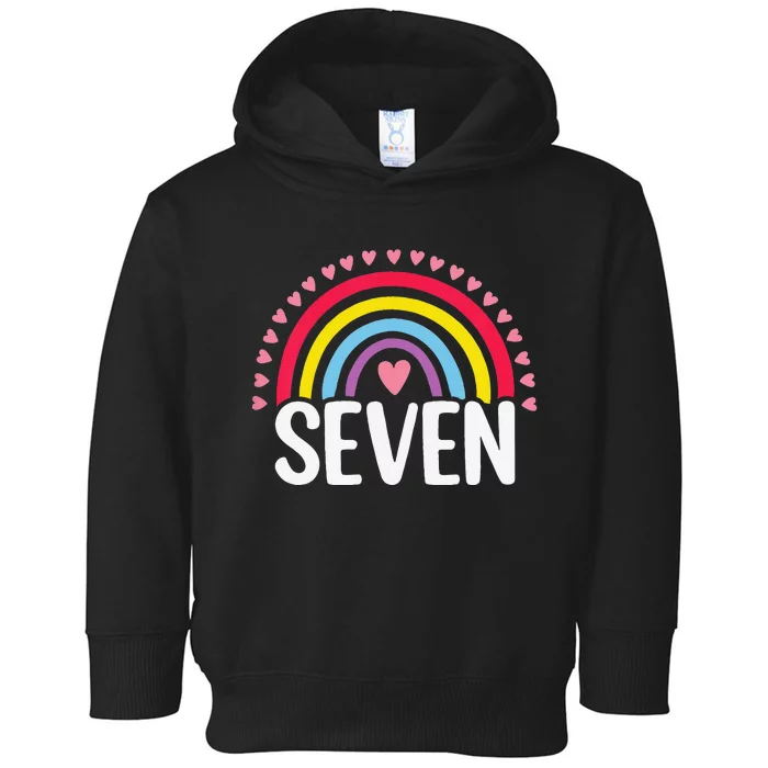 7th Birthday Gift Rainbow Fan 7 Years Olds 7 Bday Cute Toddler Hoodie