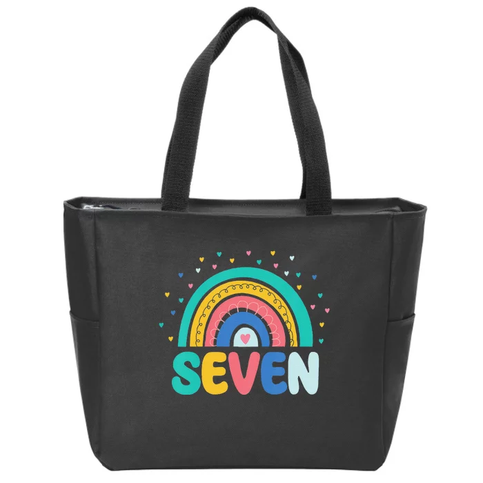 7th Birthday Gift Rainbow Fan 7 Years Olds 7 Bday Love Zip Tote Bag