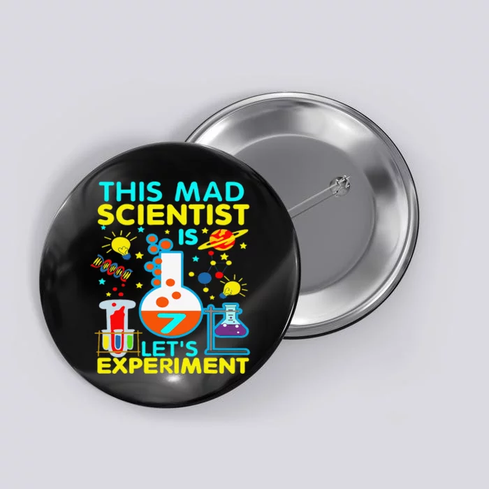 7th Birthday Gift This Mad Scientist Is 7 Let's Experiment Button