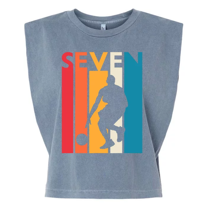 7th Birthday Gift Seven Vintage Basketball 7 Year Old Garment-Dyed Women's Muscle Tee