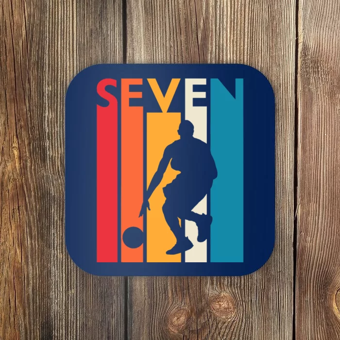 7th Birthday Gift Seven Vintage Basketball 7 Year Old Coaster