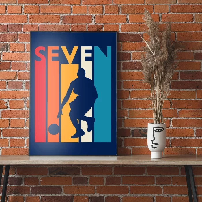 7th Birthday Gift Seven Vintage Basketball 7 Year Old Poster