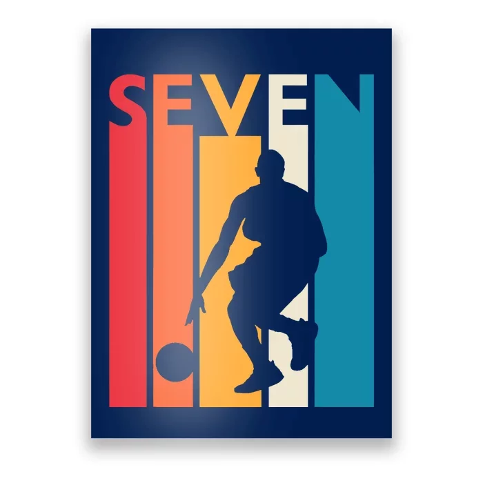 7th Birthday Gift Seven Vintage Basketball 7 Year Old Poster