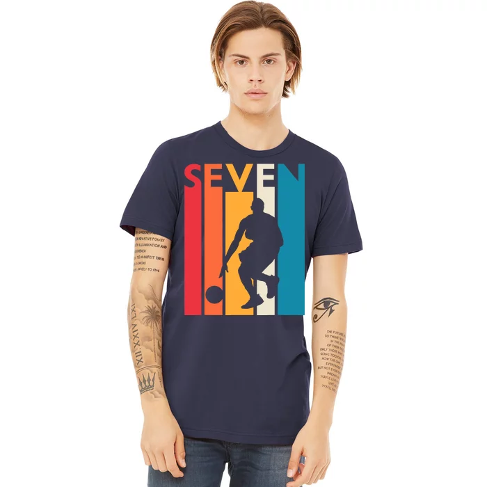 7th Birthday Gift Seven Vintage Basketball 7 Year Old Premium T-Shirt