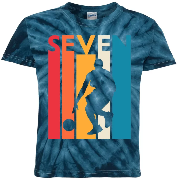 7th Birthday Gift Seven Vintage Basketball 7 Year Old Kids Tie-Dye T-Shirt