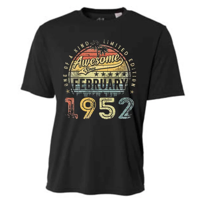 71st Birthday Gift Awesome Since February 1952 71 Year Old Cooling Performance Crew T-Shirt