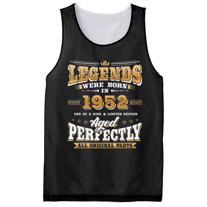 71st Birthday Gift Vintage Legends Born In 1952 71 Years Old Mesh Reversible Basketball Jersey Tank