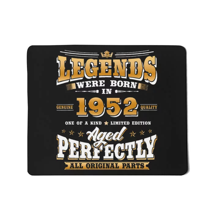 71st Birthday Gift Vintage Legends Born In 1952 71 Years Old Mousepad