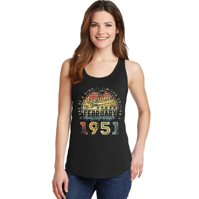 72nd Birthday Gift Awesome Since February 1951 72 Year Old Ladies Essential Tank