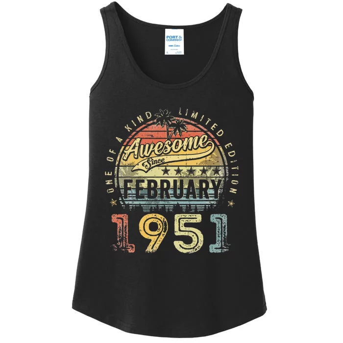 72nd Birthday Gift Awesome Since February 1951 72 Year Old Ladies Essential Tank