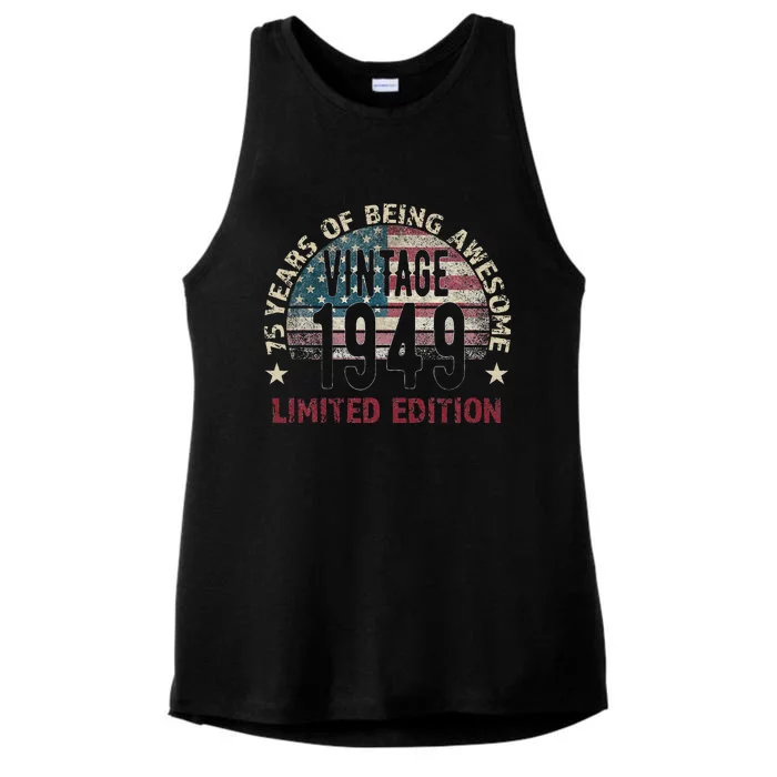 75th Birthday Gift Vintage Born 1949 Turning 75 Year Old Ladies Tri-Blend Wicking Tank