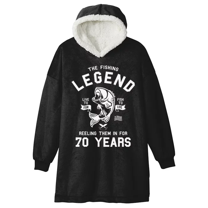 70th Birthday Gift The Fishing Legend 70 Years Fisherman Hooded Wearable Blanket