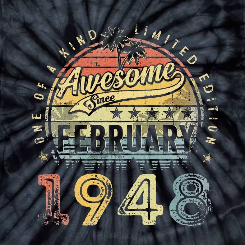 75th Birthday Gift Awesome Since February 1948 75 Year Old Cute Tie-Dye T-Shirt