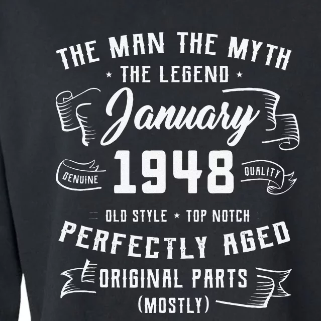 75th Birthday Gift Legends Born In January 1948 75 Years Old Cropped Pullover Crew