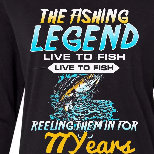 77th Birthday Gift The Fishing Legend 77 Years Fisherman Womens Cotton Relaxed Long Sleeve T-Shirt