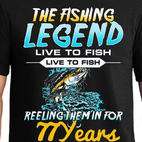 77th Birthday Gift The Fishing Legend 77 Years Fisherman Pajama Set