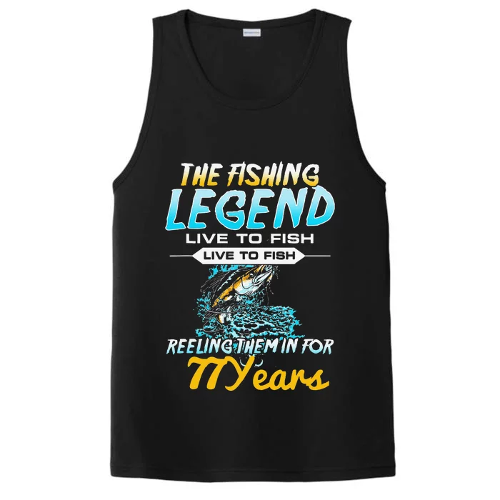 77th Birthday Gift The Fishing Legend 77 Years Fisherman Performance Tank