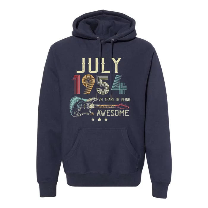 70th Birthday Guitar Lover Vintage July 1954 70 Year Old Premium Hoodie