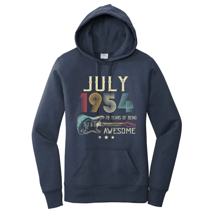 70th Birthday Guitar Lover Vintage July 1954 70 Year Old Women's Pullover Hoodie