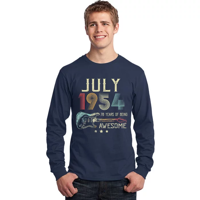 70th Birthday Guitar Lover Vintage July 1954 70 Year Old Tall Long Sleeve T-Shirt