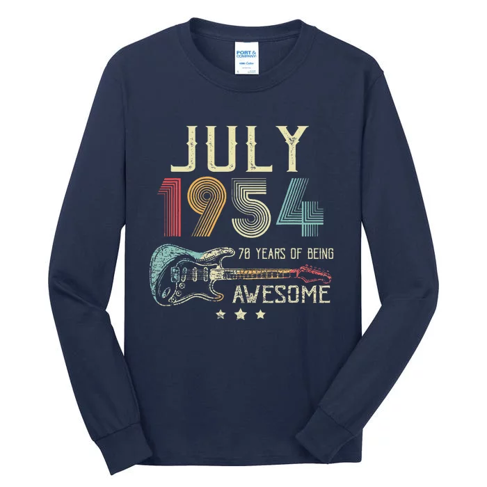 70th Birthday Guitar Lover Vintage July 1954 70 Year Old Tall Long Sleeve T-Shirt