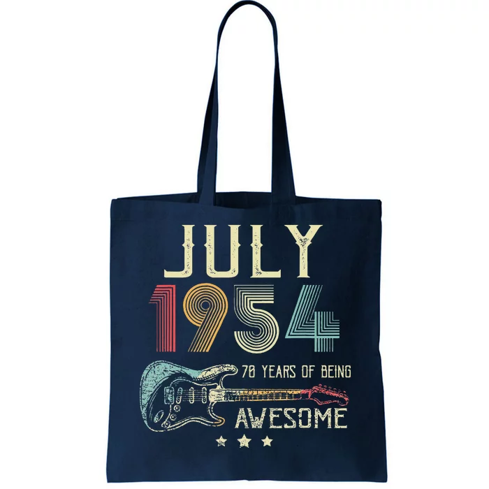 70th Birthday Guitar Lover Vintage July 1954 70 Year Old Tote Bag