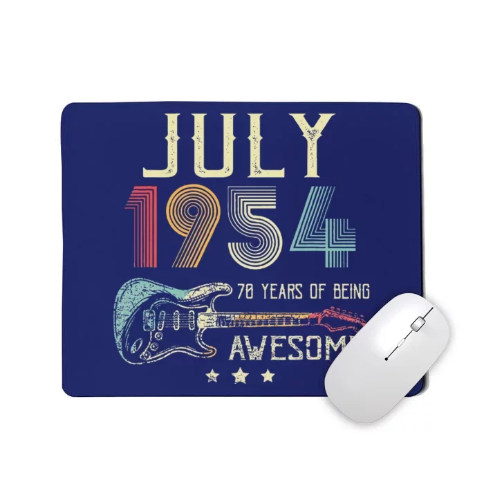 70th Birthday Guitar Lover Vintage July 1954 70 Year Old Mousepad