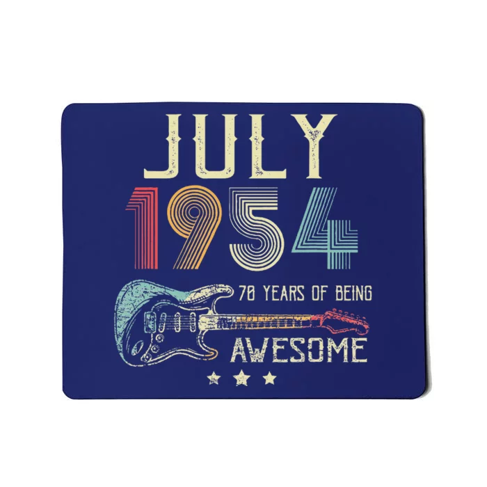 70th Birthday Guitar Lover Vintage July 1954 70 Year Old Mousepad