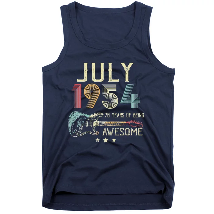 70th Birthday Guitar Lover Vintage July 1954 70 Year Old Tank Top