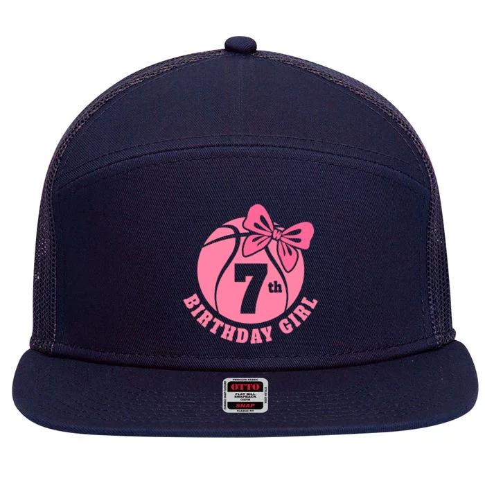 7th Birthday Girl Gift For Basketball Birthday 7 Panel Mesh Trucker Snapback Hat