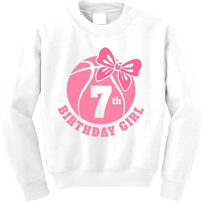 7th Birthday Girl Gift For Basketball Birthday Kids Sweatshirt