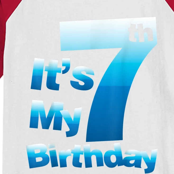 7th Birthday . It's My 7 Birthday 7 Year Old Birthday Kids Colorblock Raglan Jersey