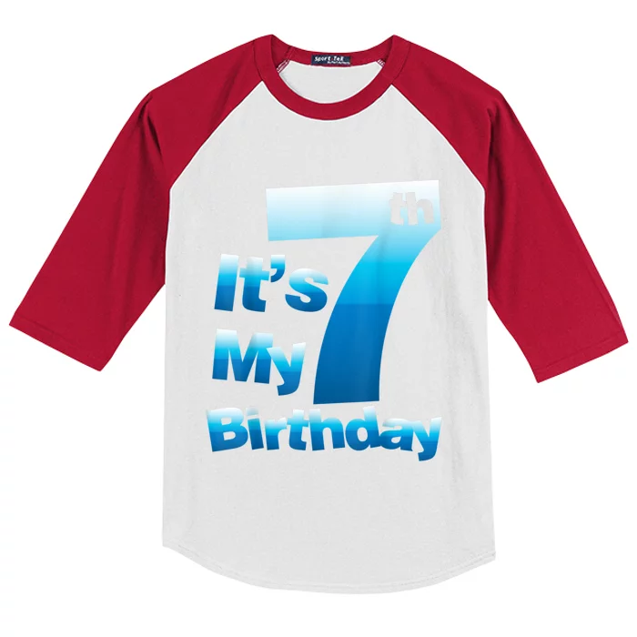 7th Birthday . It's My 7 Birthday 7 Year Old Birthday Kids Colorblock Raglan Jersey