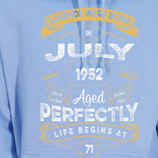 71th Birthday Legends Were Born In July 1952 Unisex Surf Hoodie