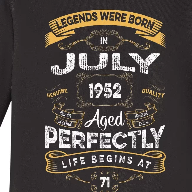 71th Birthday Legends Were Born In July 1952 Baby Long Sleeve Bodysuit