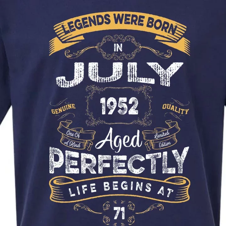 71th Birthday Legends Were Born In July 1952 Sueded Cloud Jersey T-Shirt