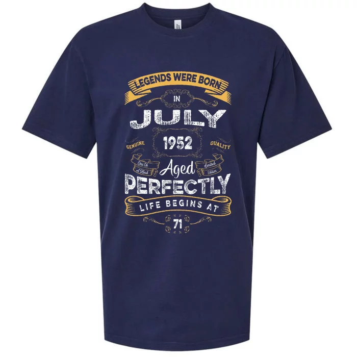 71th Birthday Legends Were Born In July 1952 Sueded Cloud Jersey T-Shirt