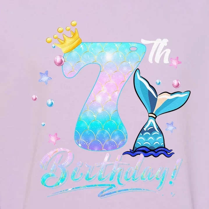 7th Birthday Mermaid Tail 7 Years Old Party Giftss Garment-Dyed Sweatshirt