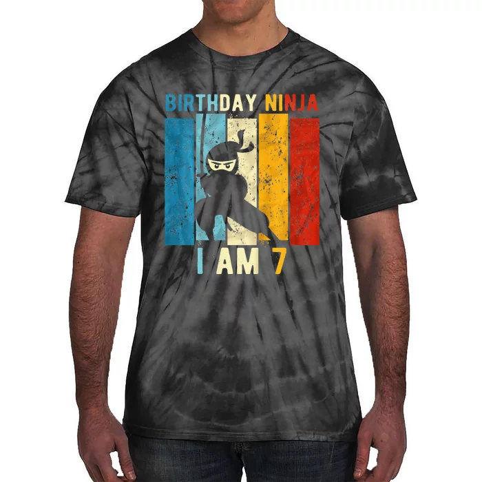 7th Birthday Ninja 7 Year Old Birthday Tie-Dye T-Shirt