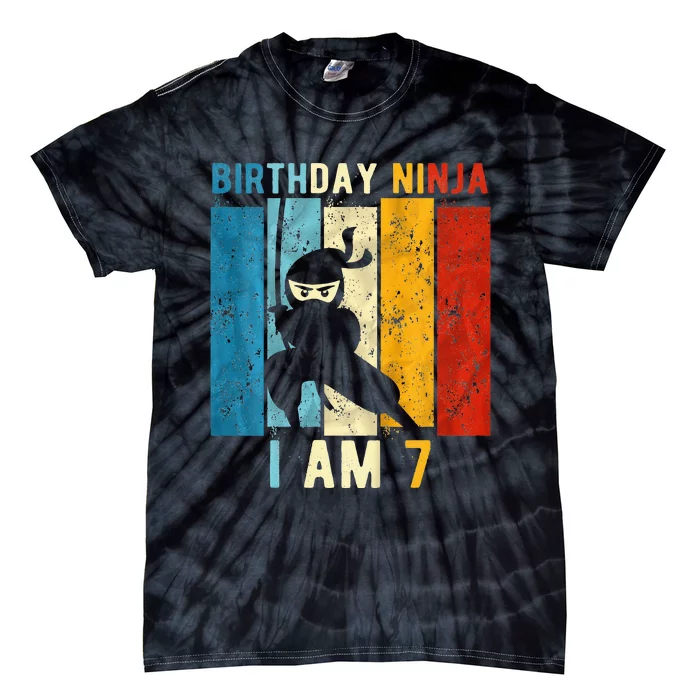 7th Birthday Ninja 7 Year Old Birthday Tie-Dye T-Shirt