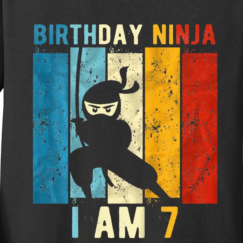 7th Birthday Ninja 7 Year Old Birthday Kids Long Sleeve Shirt