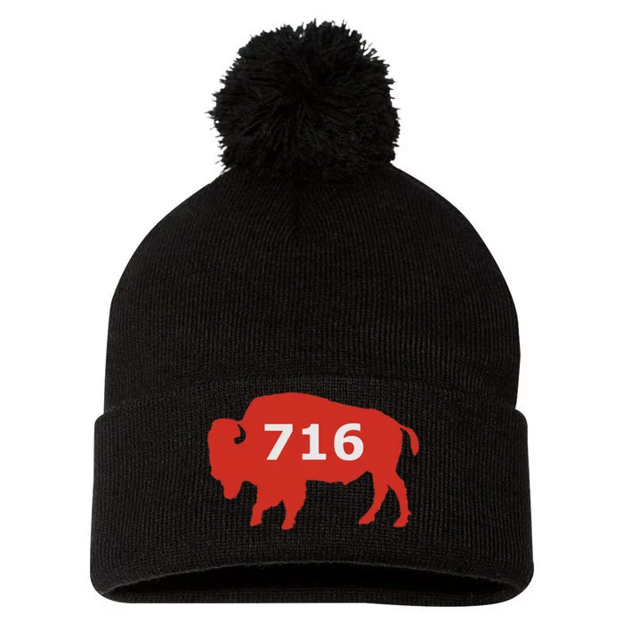 716 Buffalo Ny Pom Pom 12in Knit Beanie