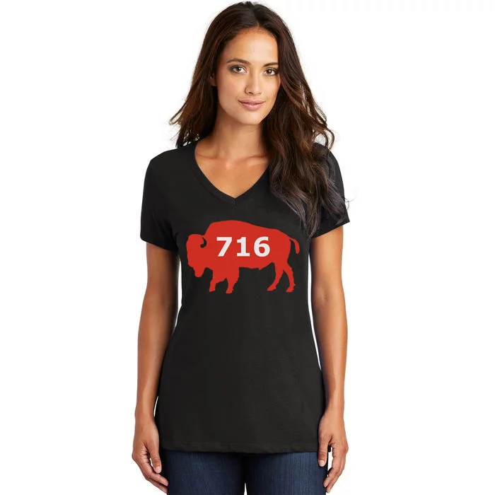 716 Buffalo Ny Women's V-Neck T-Shirt