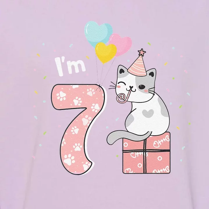 7th Birthday Out Purrfect Cat Birthday Party Garment-Dyed Sweatshirt