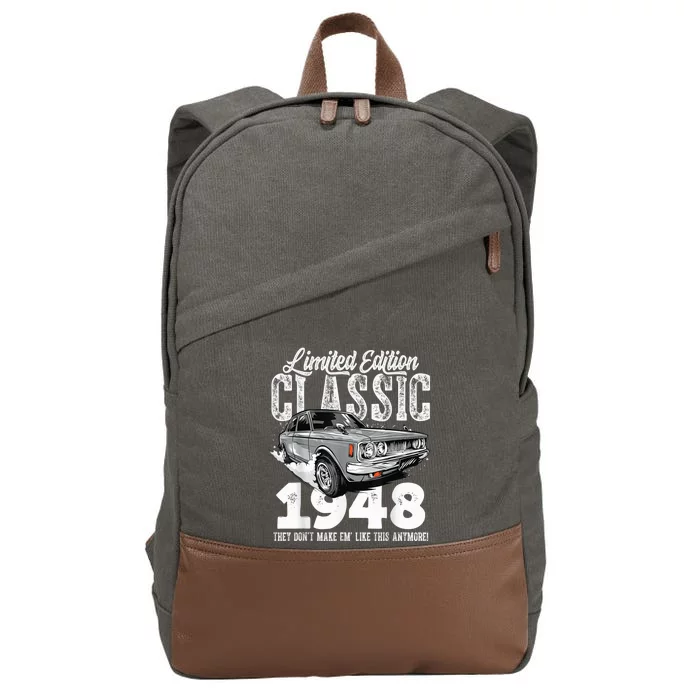 75th Birthday Present Vintage Classic Car 1948 B-day 75 year old Cotton Canvas Backpack